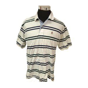 Tommy Hilfiger Mens XL White Blue Striped Short Sleeve Pullover Polo Shirt